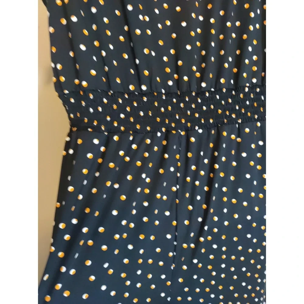 Roz & Ali‎ Black Orange White Polka Dot Sleeveless Ankle Jumpsuit Romper Size Xl